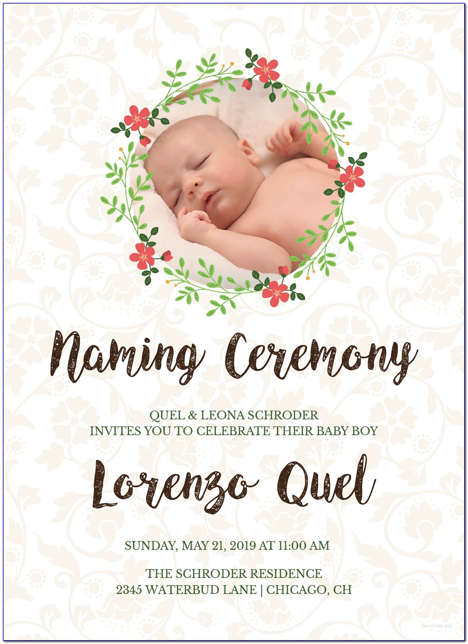 Naming Ceremony Invitation Card For Baby Boy