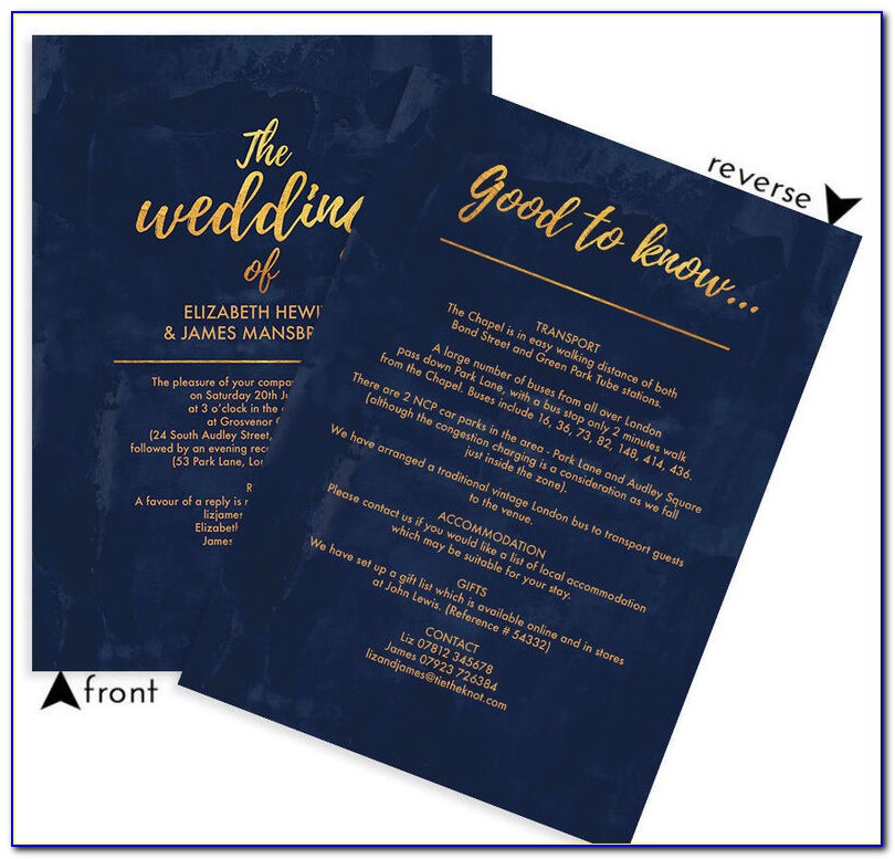 Navy And Gold Foil Wedding Invitations