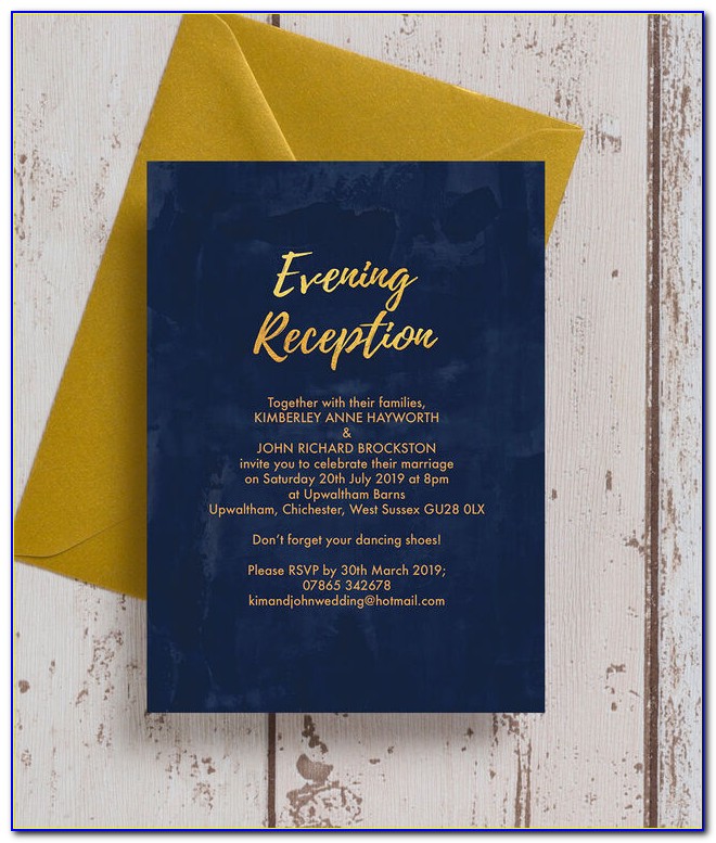 Navy Blue And Gold Wedding Invitations