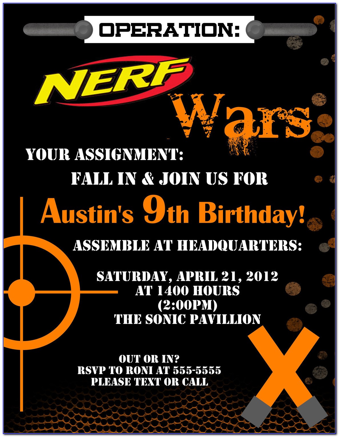 Nerf Birthday Invitations Free Pdf