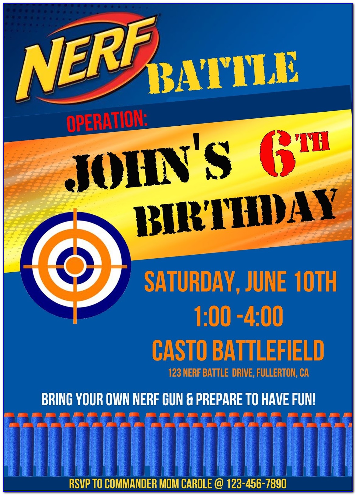 Nerf Gun Party Invitations Printable