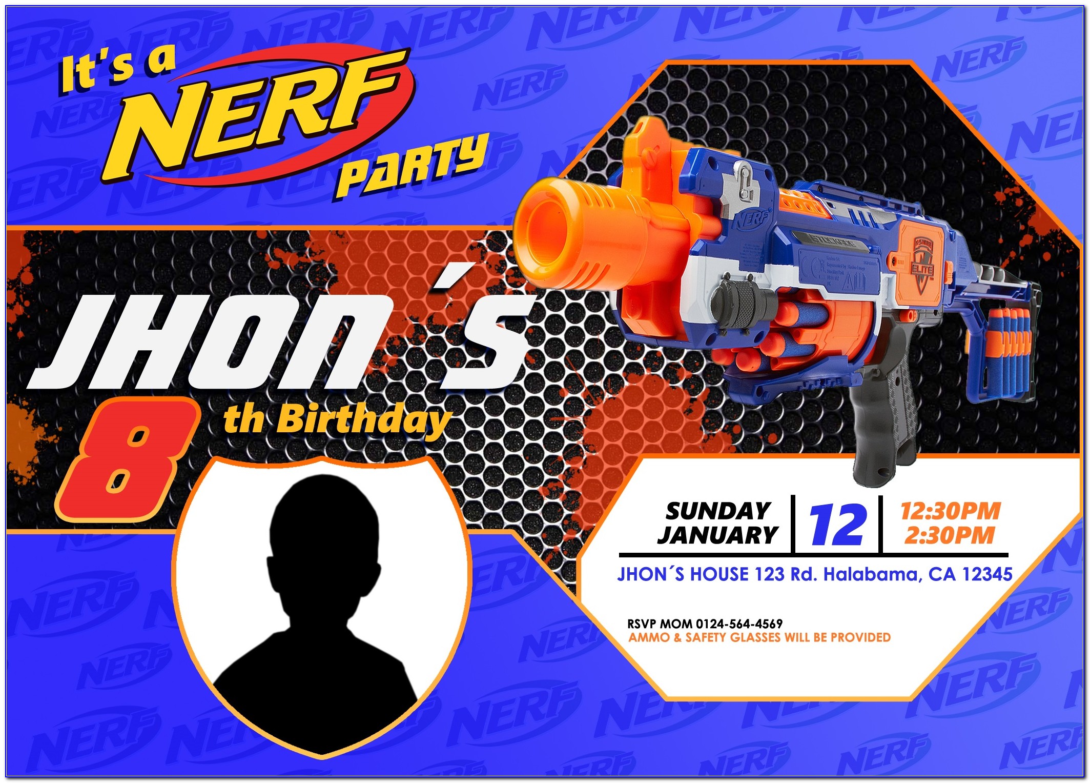 Nerf Gun Party Invitations