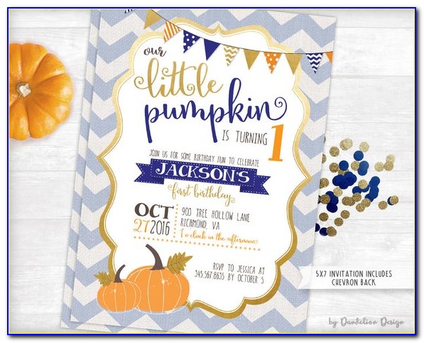 Our Little Pumpkin Is Turning One Birthday Invitations