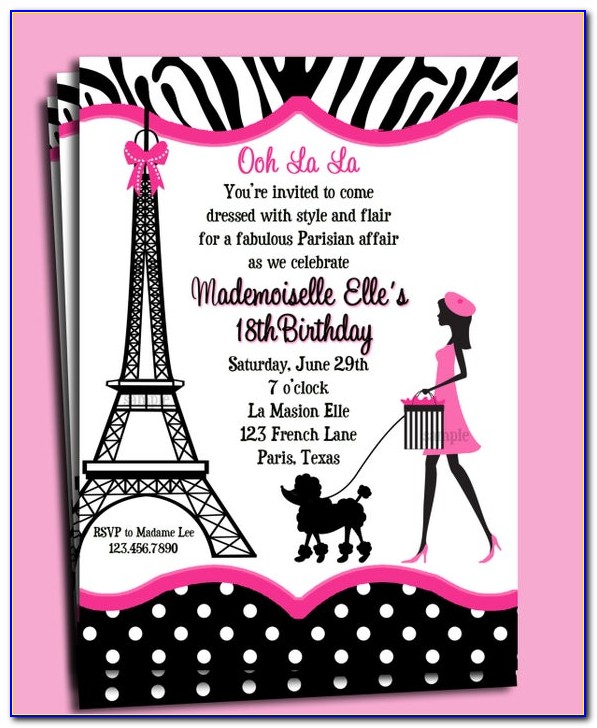 Paris Birthday Invitations Free Printable