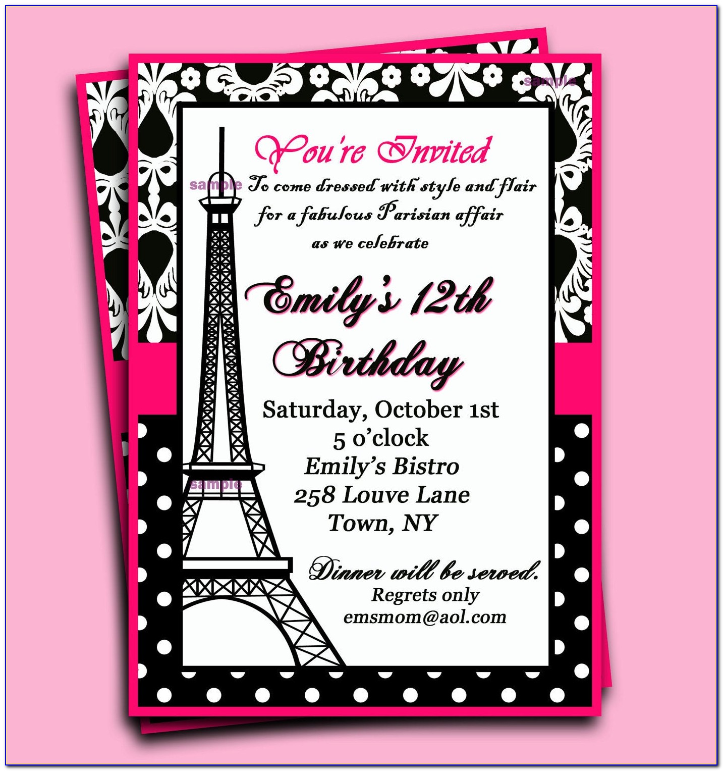 Paris Birthday Invitations Templates