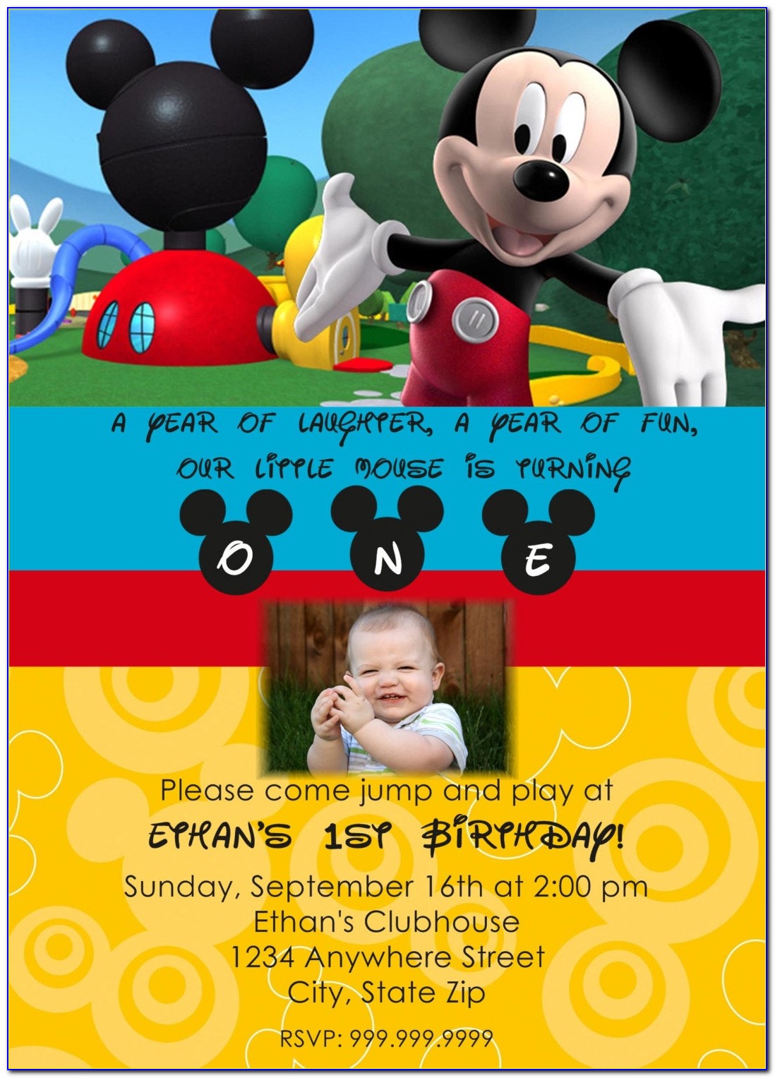 Personalised Mickey Mouse Birthday Invitations
