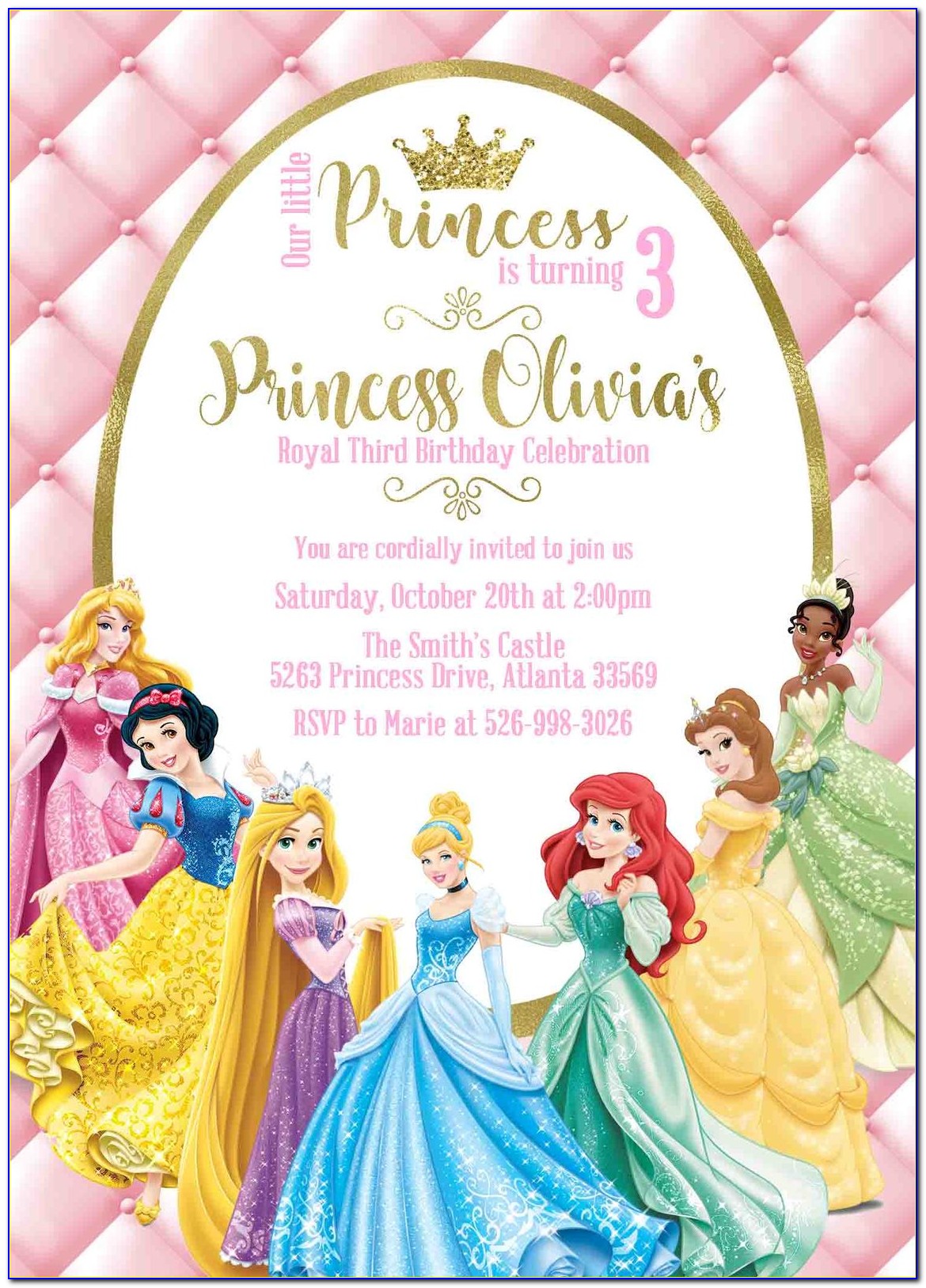 Personalized Princess Invitations