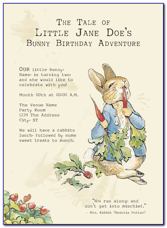 Peter Rabbit Birthday Party Invitations