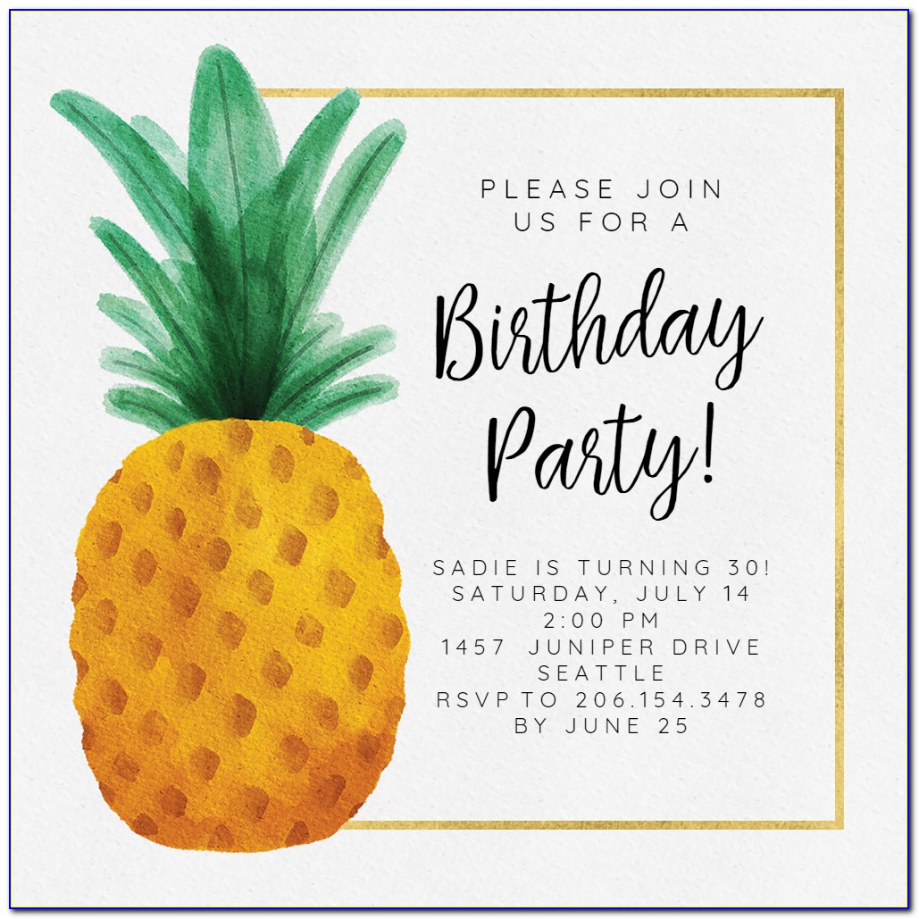 Pineapple 1st Birthday Invitations