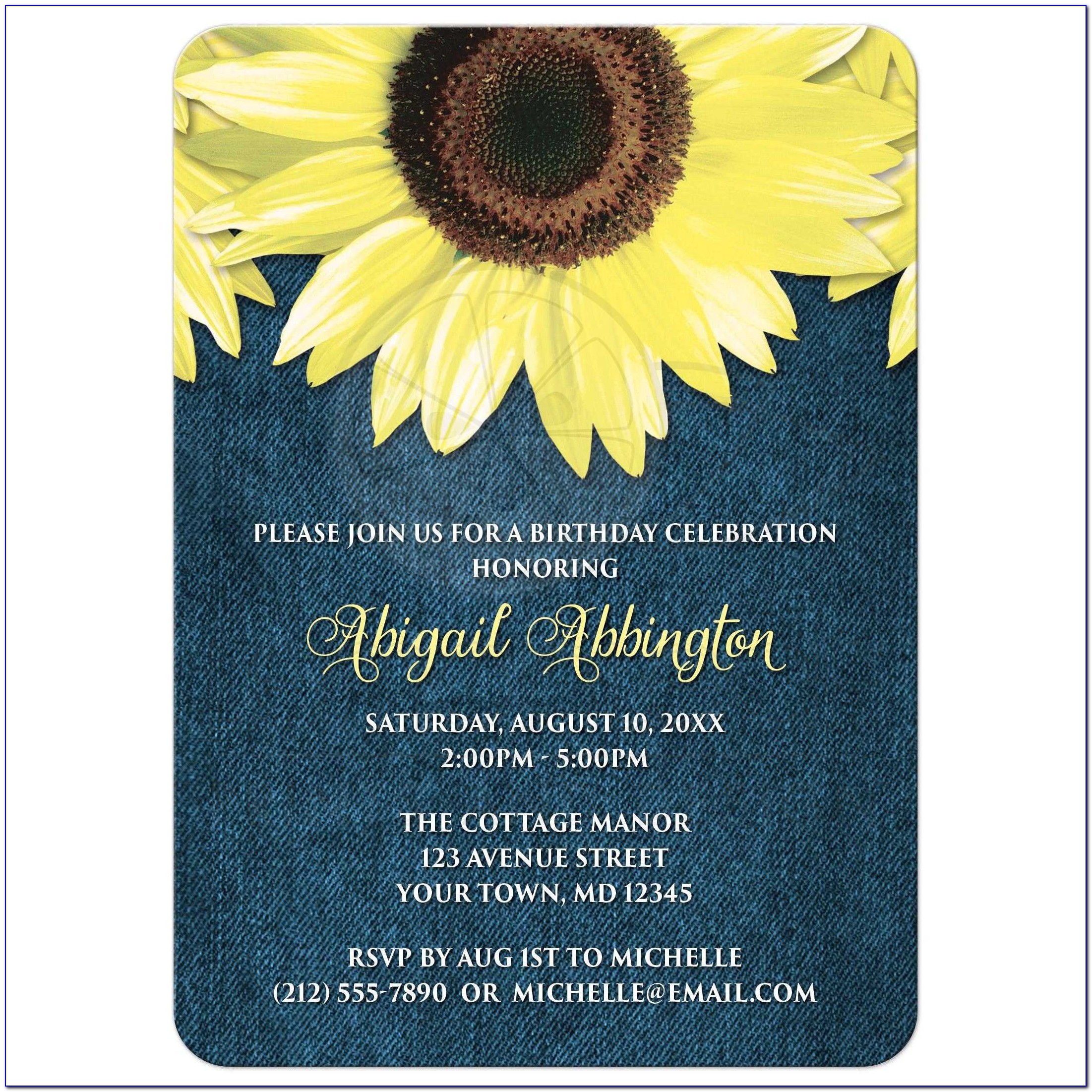 Pink Sunflower Birthday Invitations
