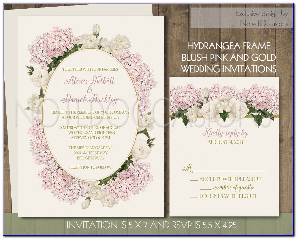 Pink White And Gold Wedding Invitations