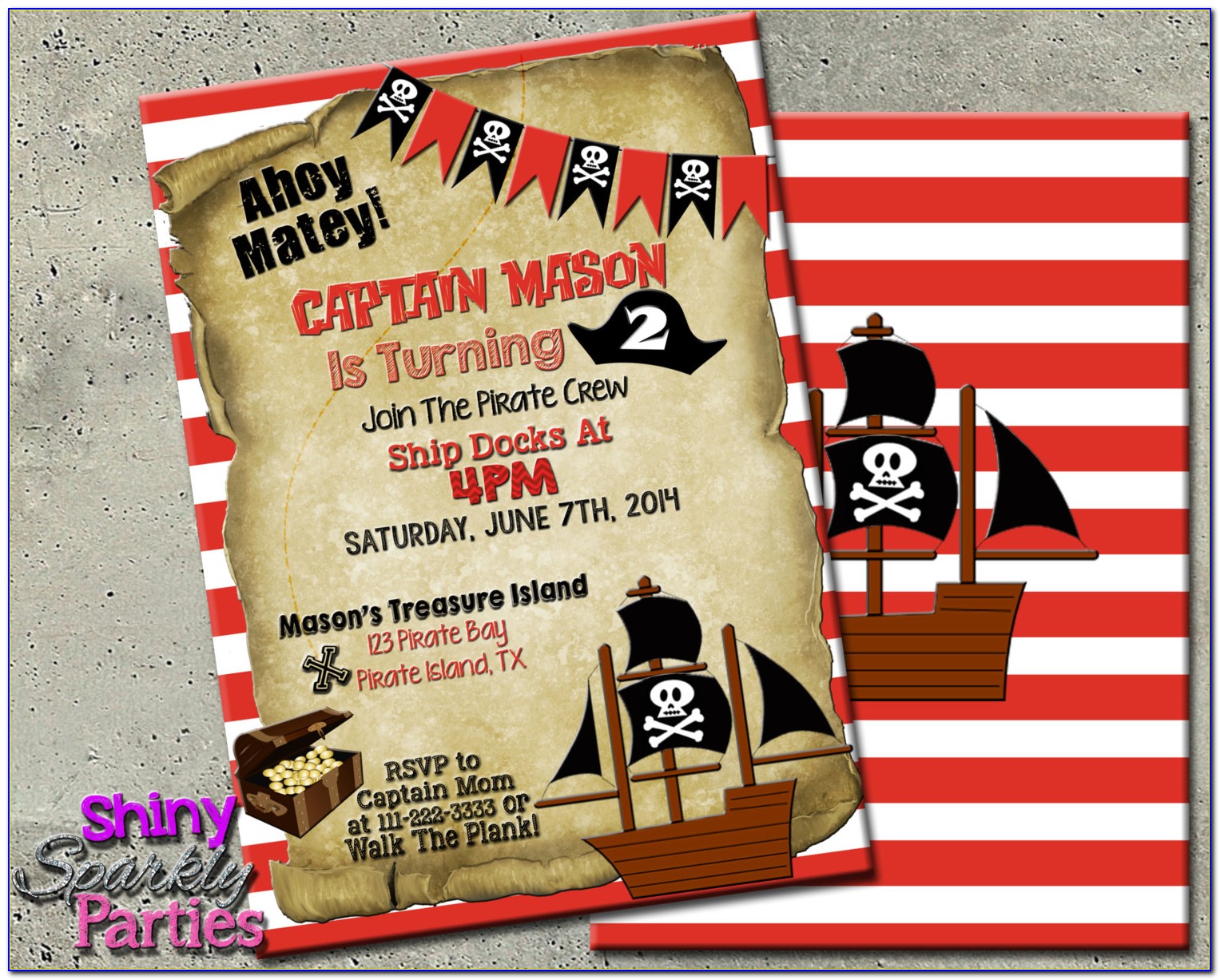 Pirate Themed Birthday Invitations