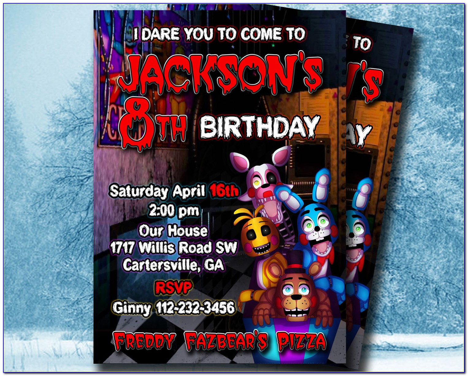 Printable Five Nights At Freddy's Birthday Invitations