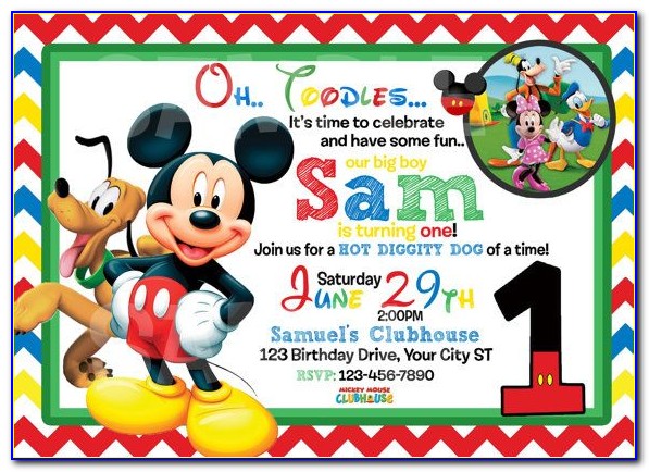 Printable Mickey Mouse 1st Birthday Invitations