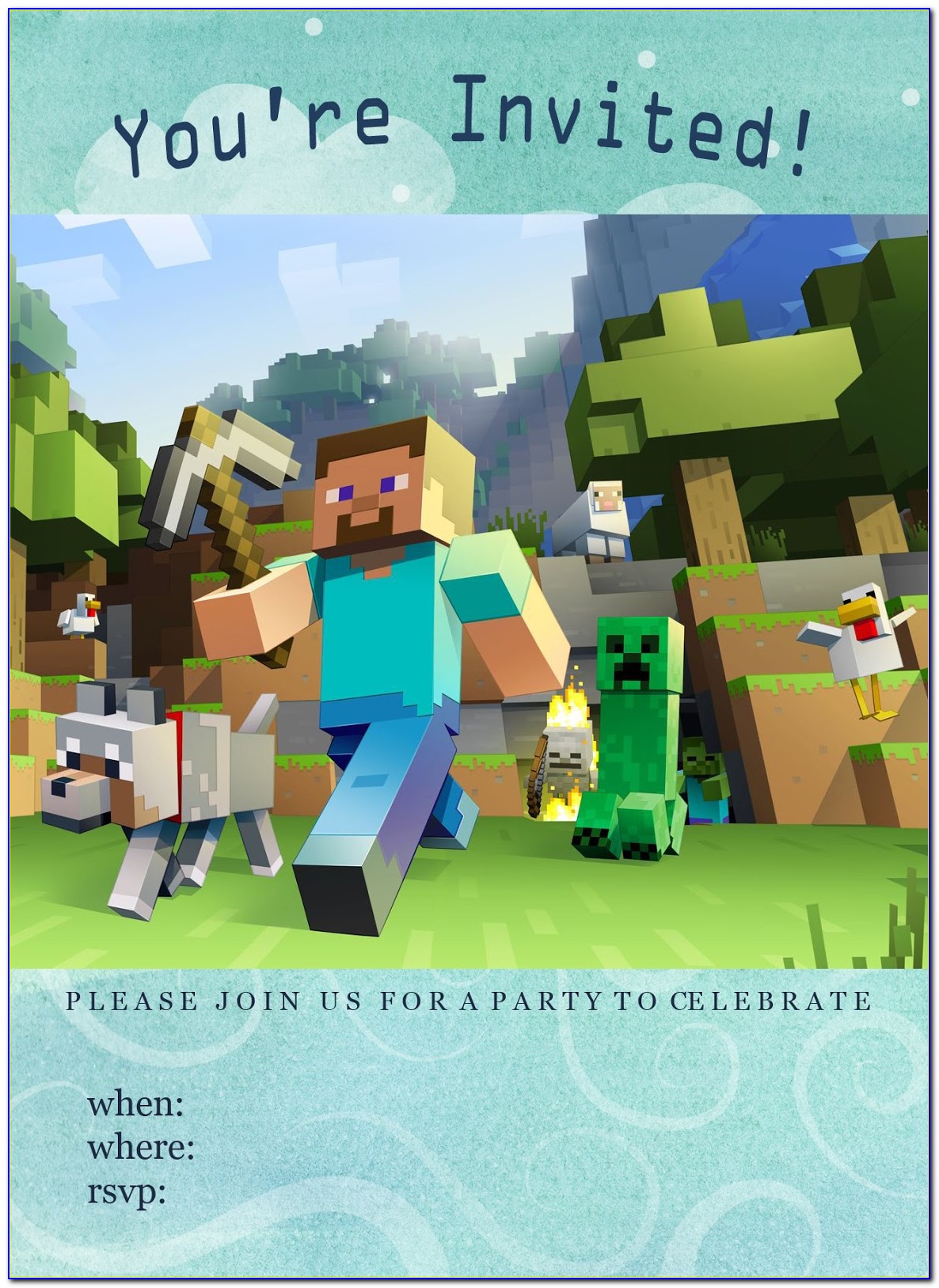 Printable Minecraft Invitations Free