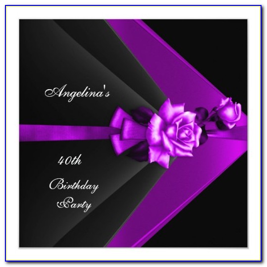 Purple 40th Birthday Invitations