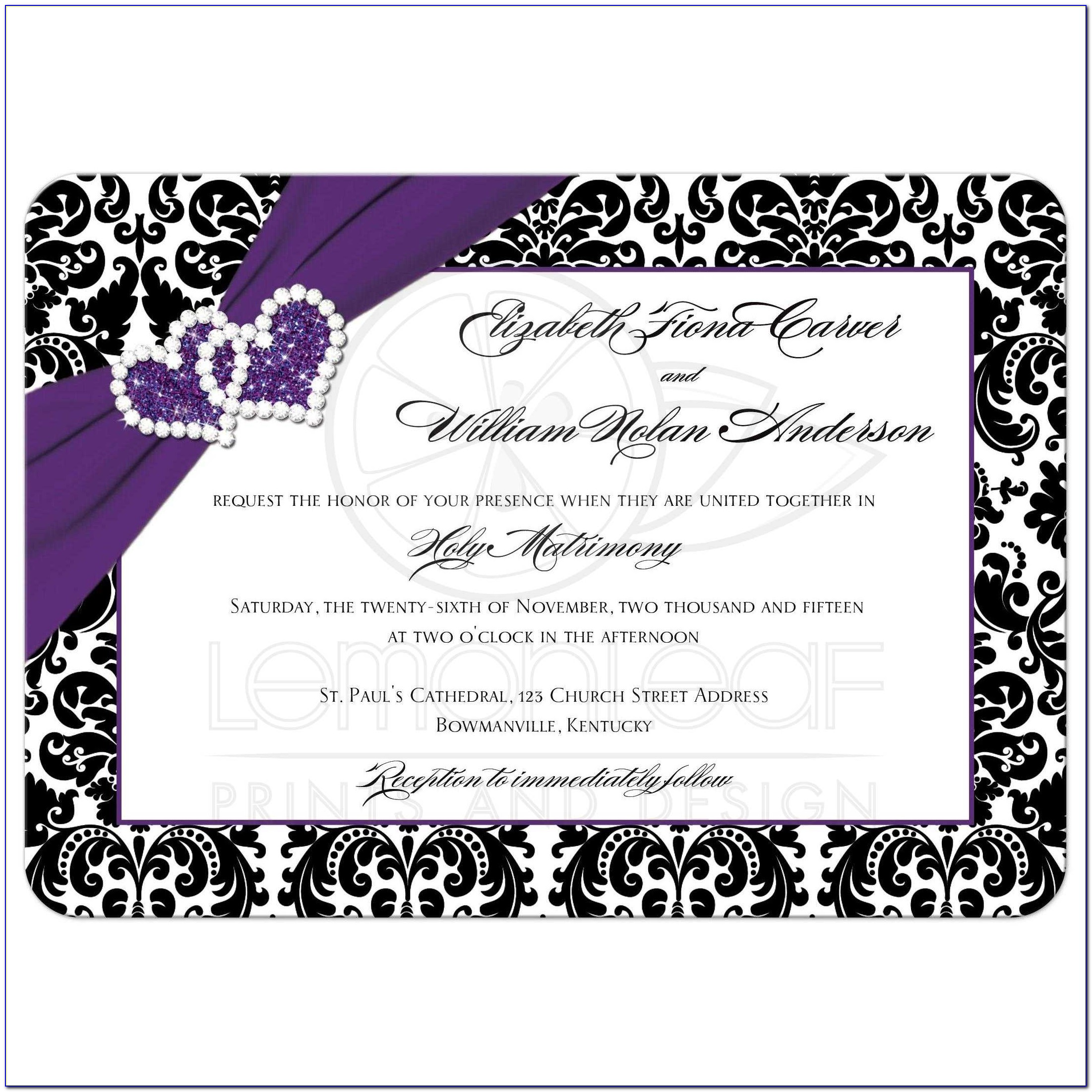 Purple And White Invitations