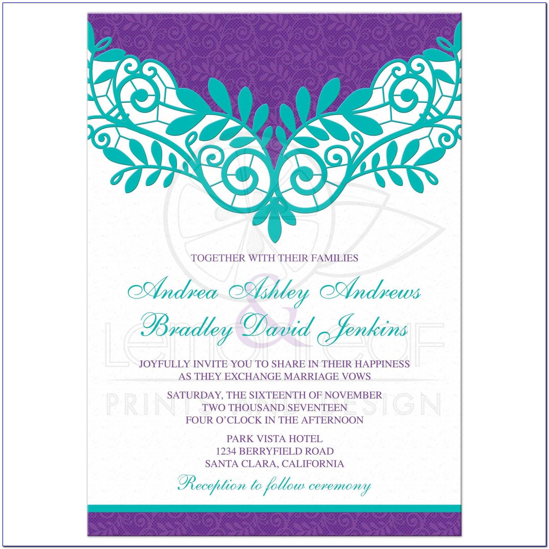 Purple Teal Wedding Invitations
