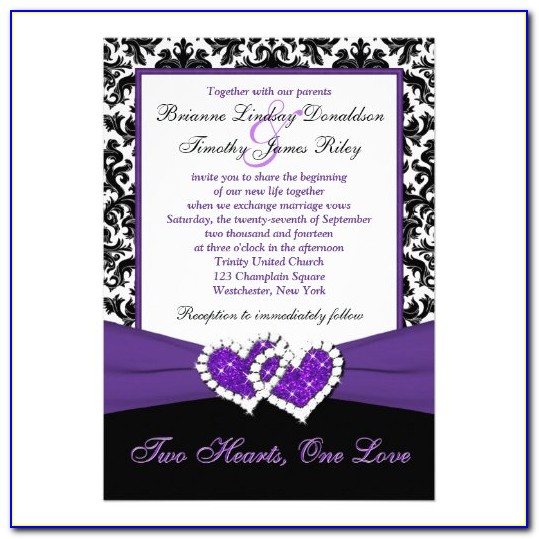 Purple White And Silver Wedding Invitations