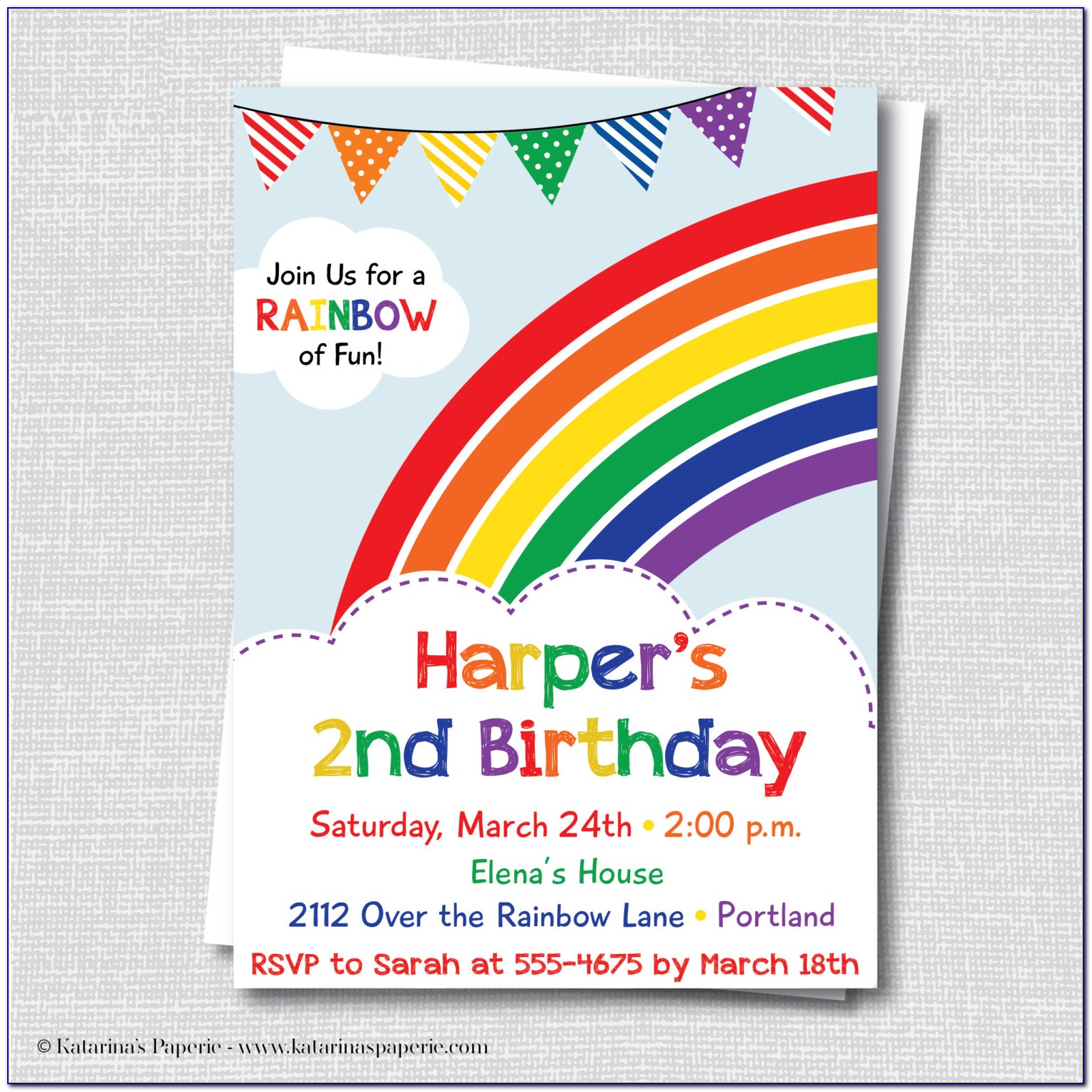 Rainbow Birthday Invitation Wording