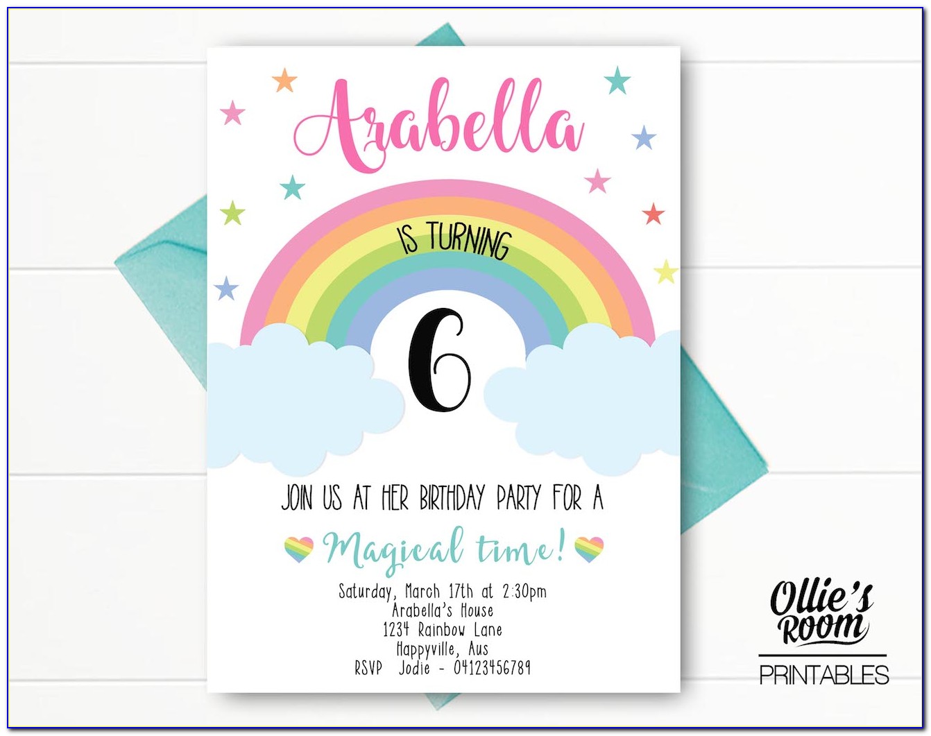 Rainbow Birthday Invitations Australia