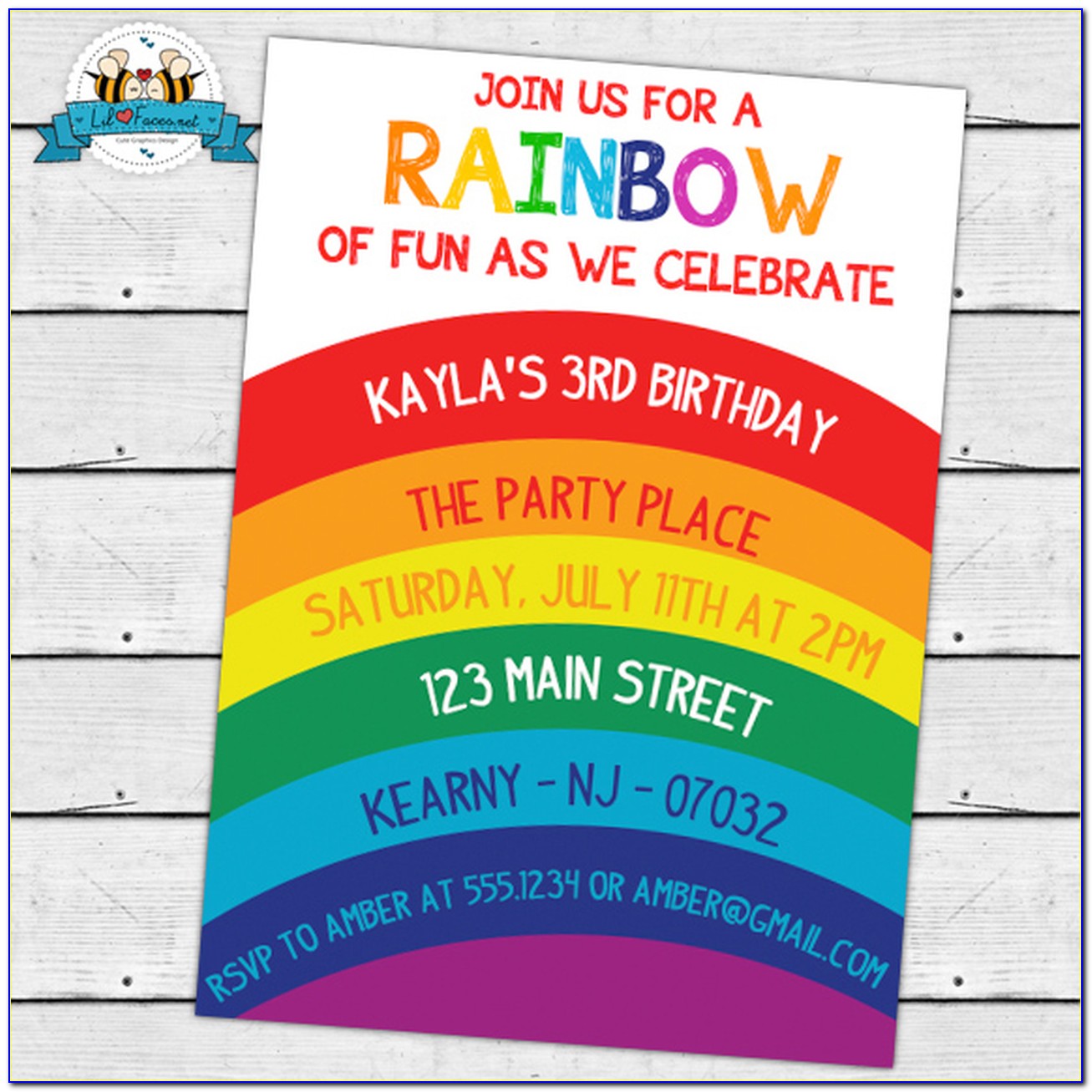 Rainbow Birthday Invitations Printable