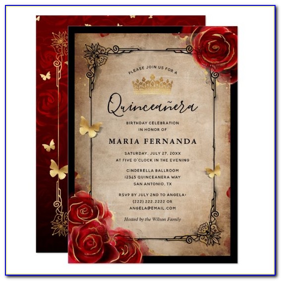 Red And Blue Quinceanera Invitations