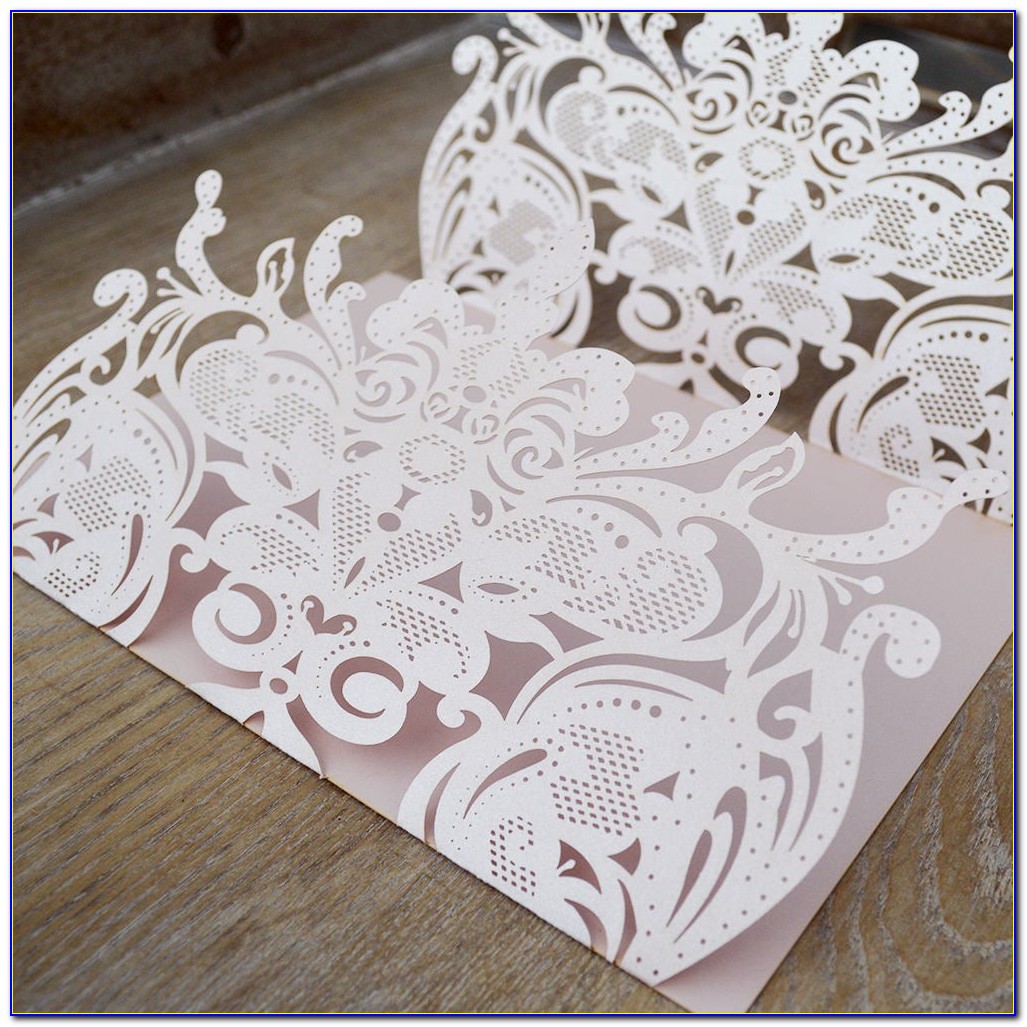 Red And Gold Laser Cut Wedding Invitations