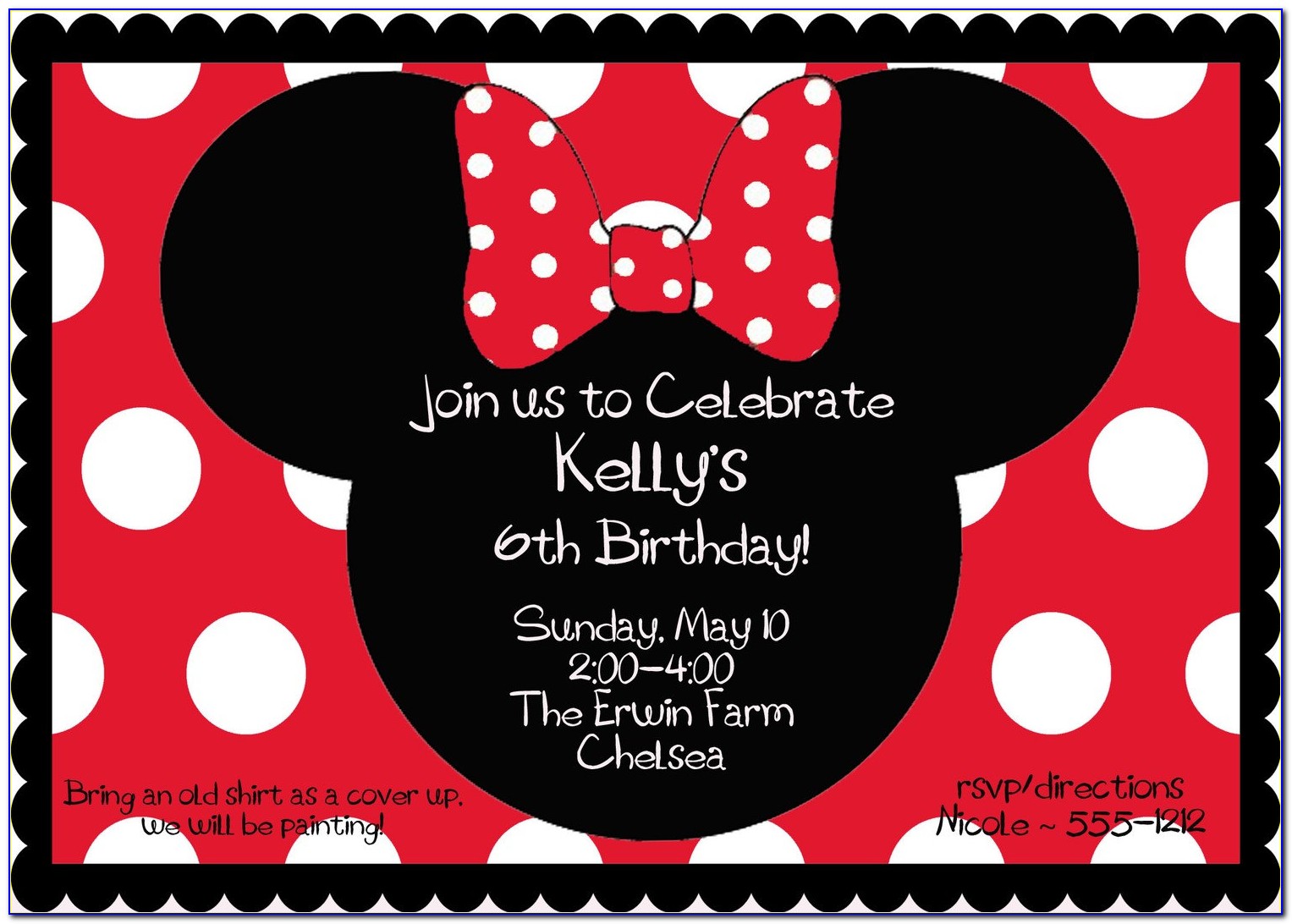Red Minnie Mouse Baby Shower Invitations