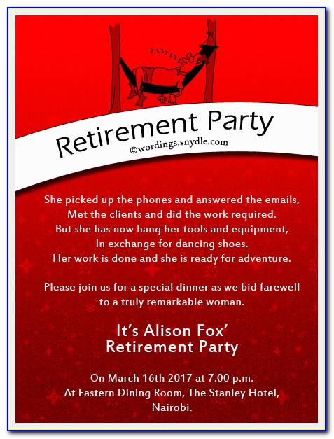 Retirement Celebration Invitation Wording