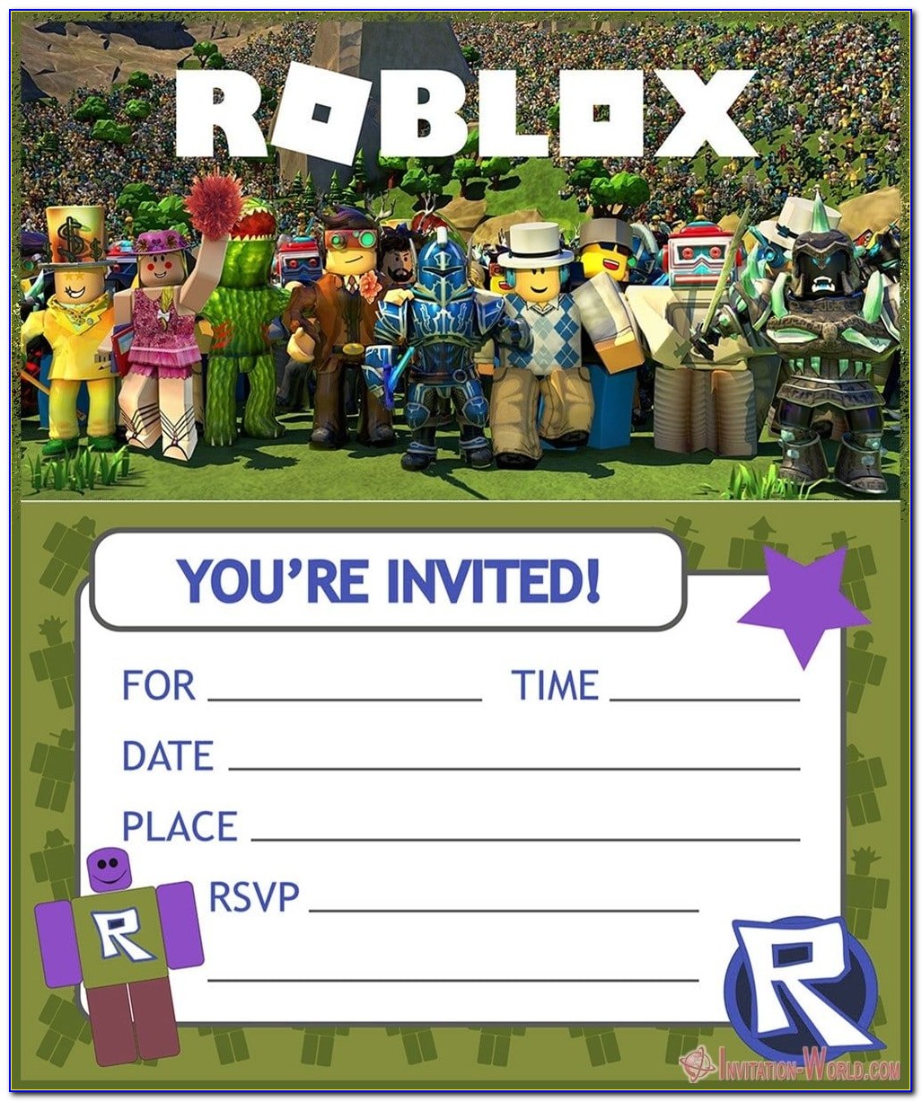 Roblox Birthday Invitation Card