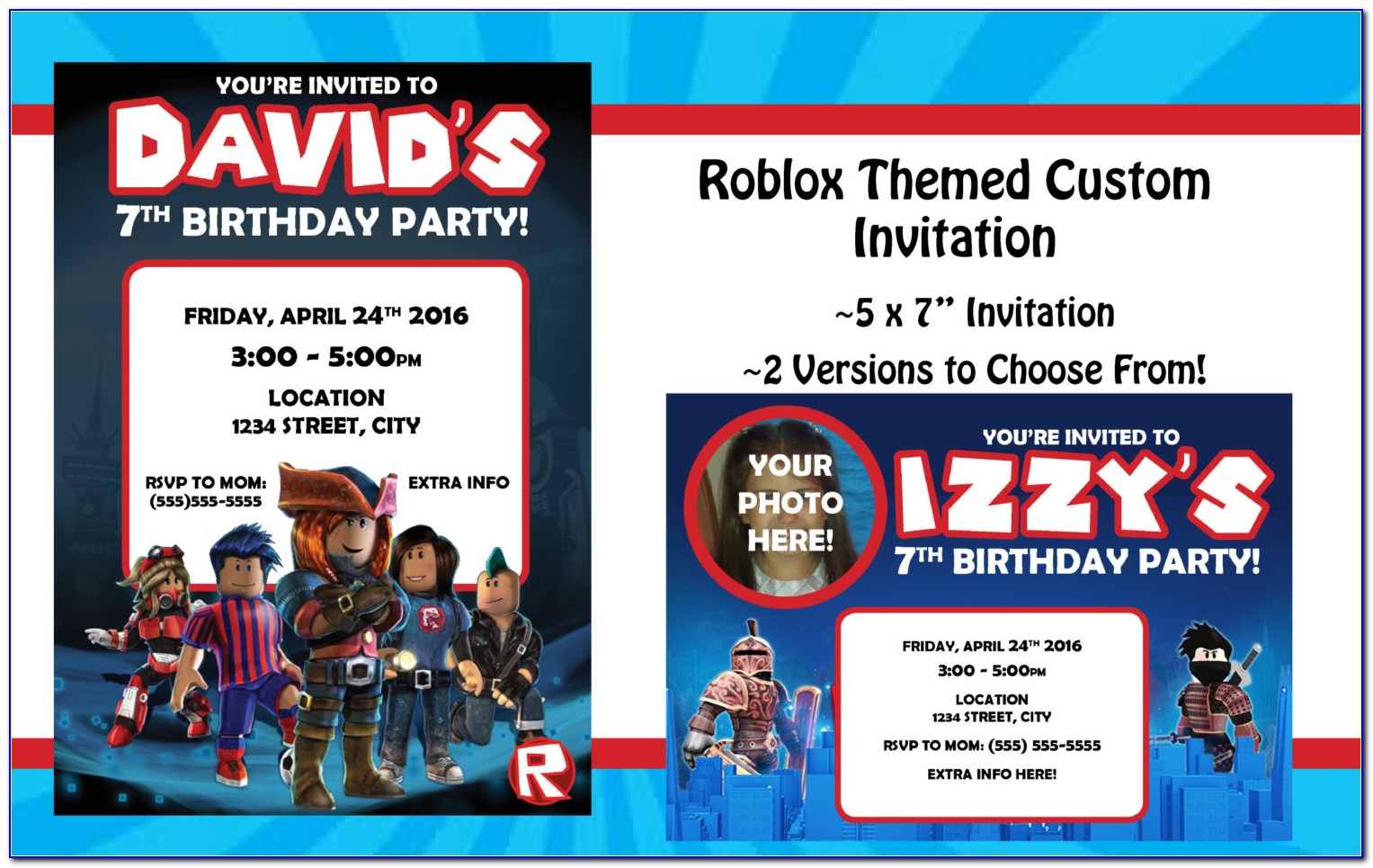 Roblox Birthday Invitation Girl