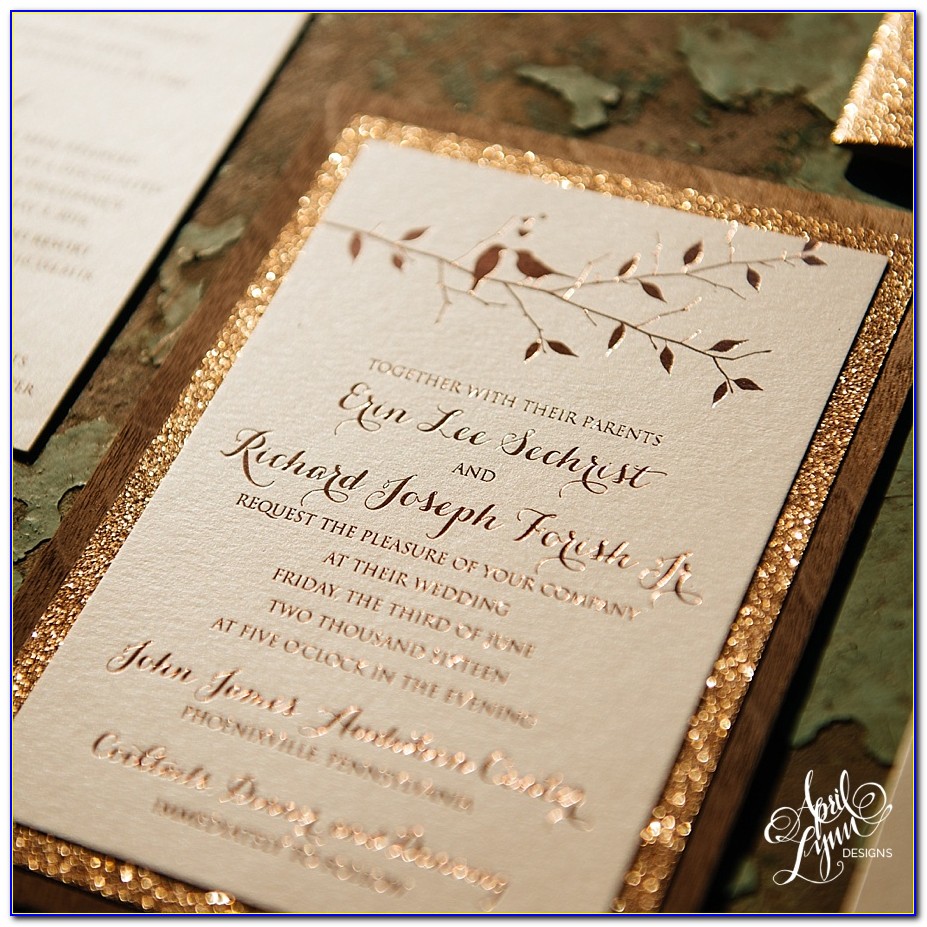 Rose Gold And Navy Wedding Invitations