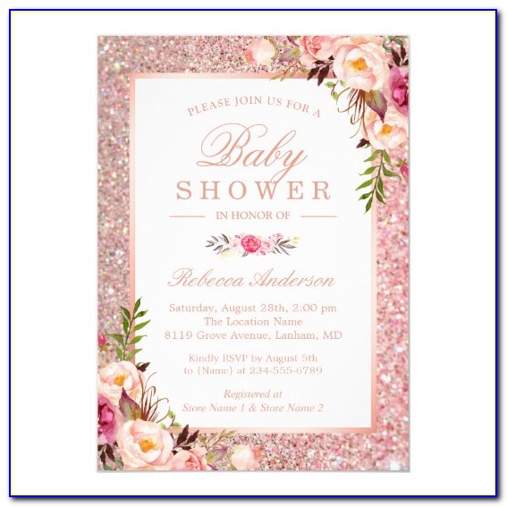 Rose Gold Invitations For Baby Shower