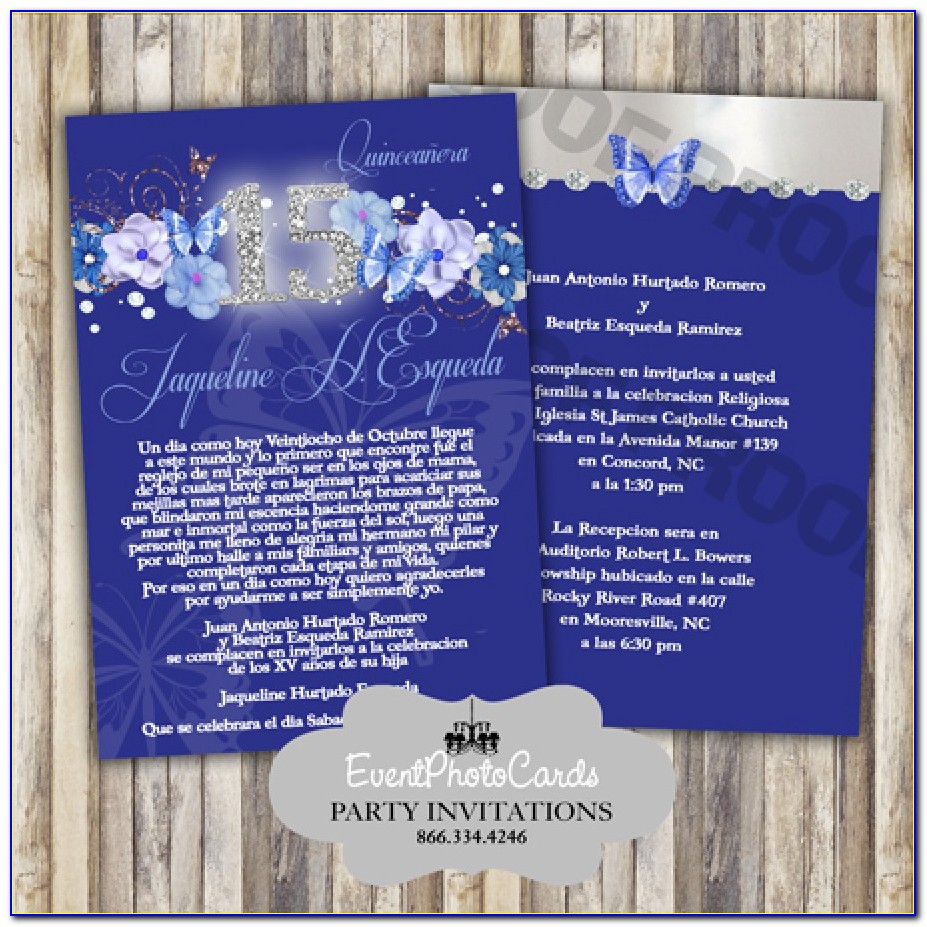 Royal Blue And Gold Quinceanera Invitations