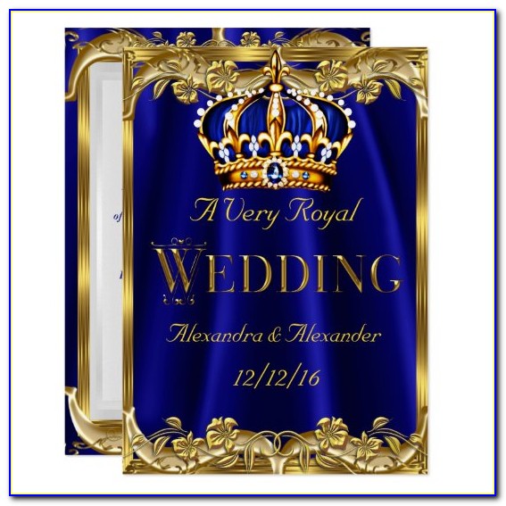 Royal Blue And Gold Wedding Invitations