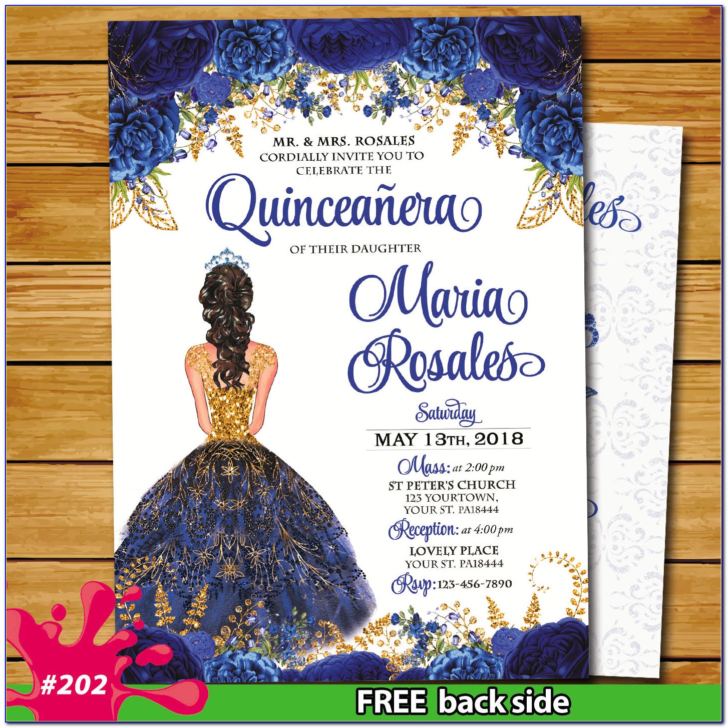 Royal Blue And Silver Quinceanera Invitations