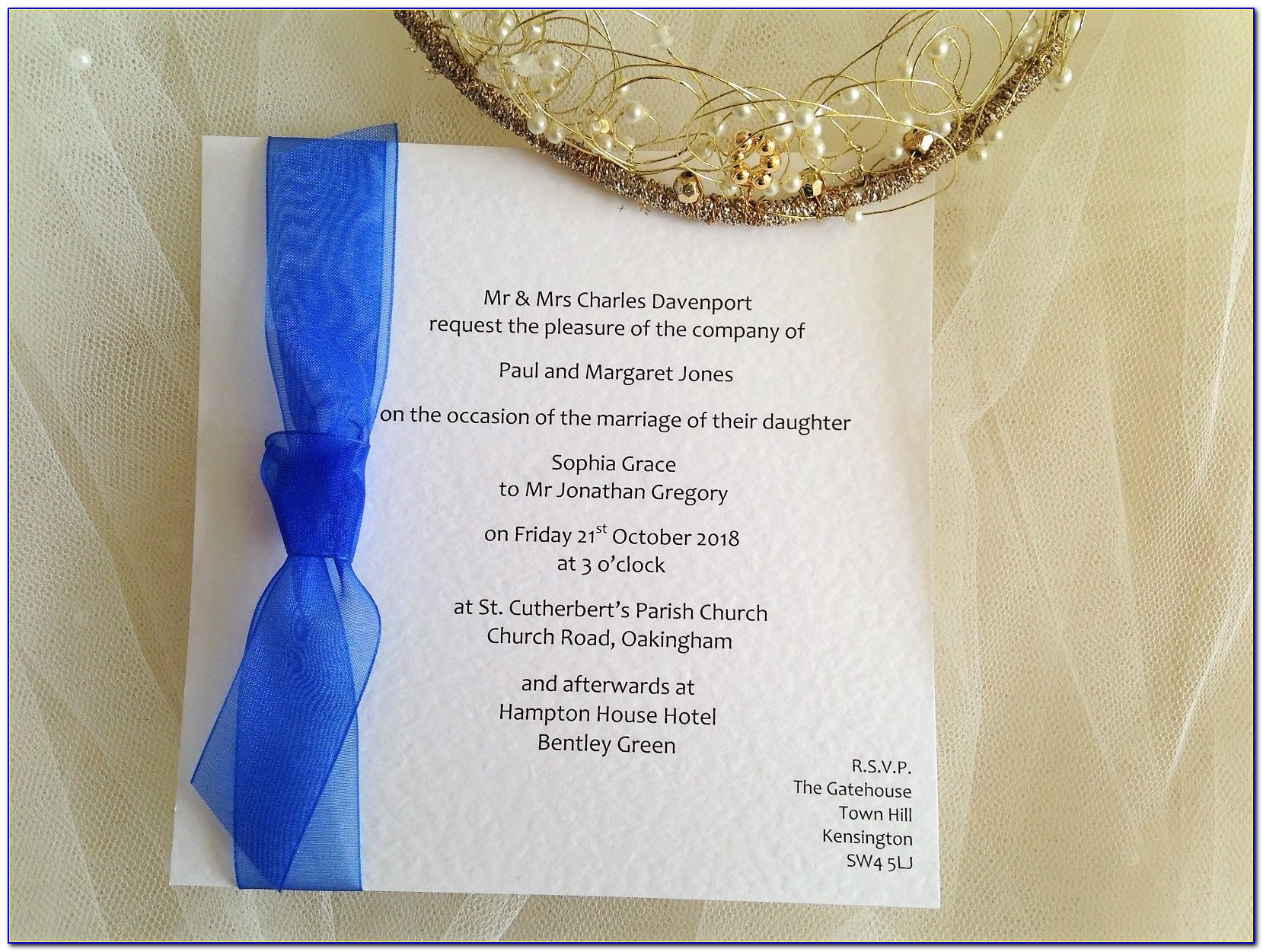 Royal Blue Wedding Invitation
