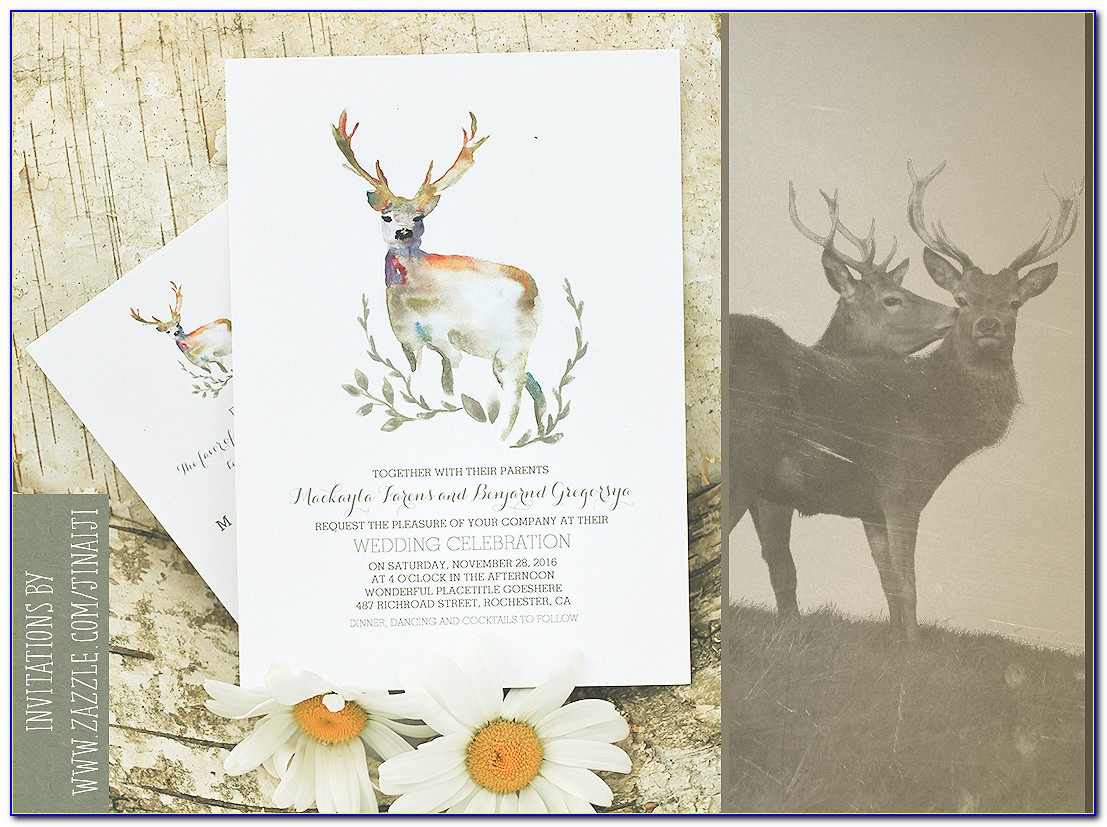 Rustic Deer Antler Wedding Invitations