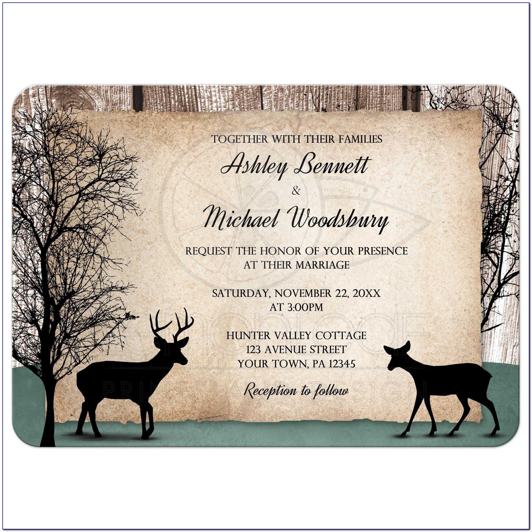 Rustic Deer Wedding Invitations