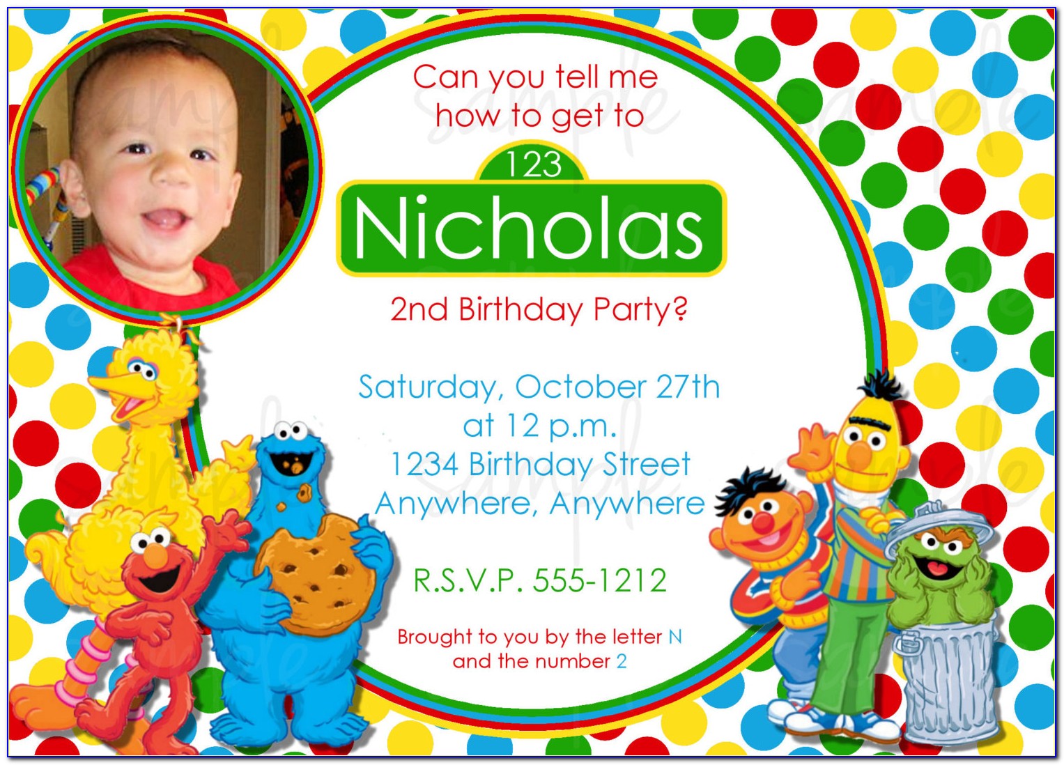 Sesame Street Custom Invitations 1st Birthday