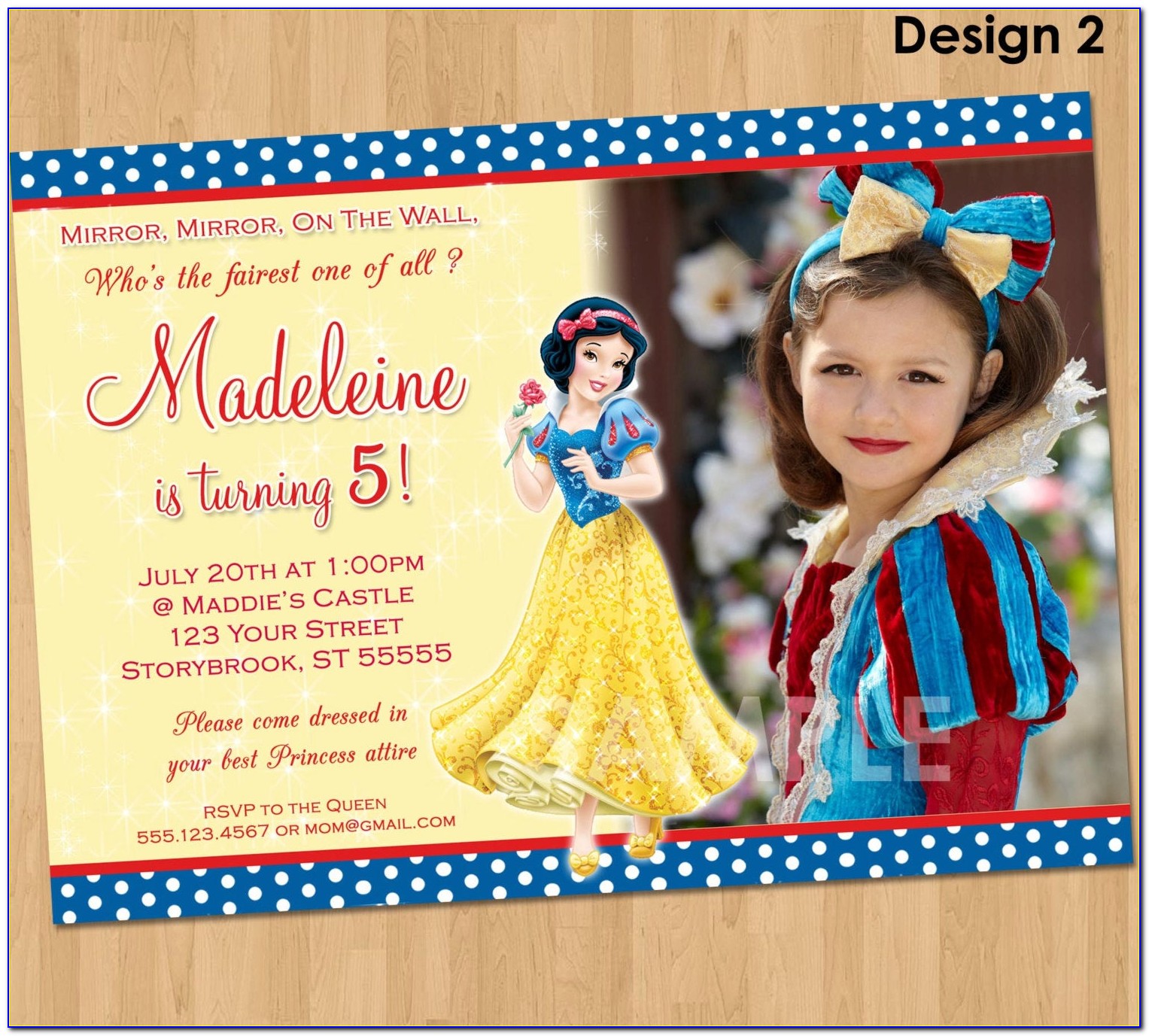 Snow White Birthday Invitation Card