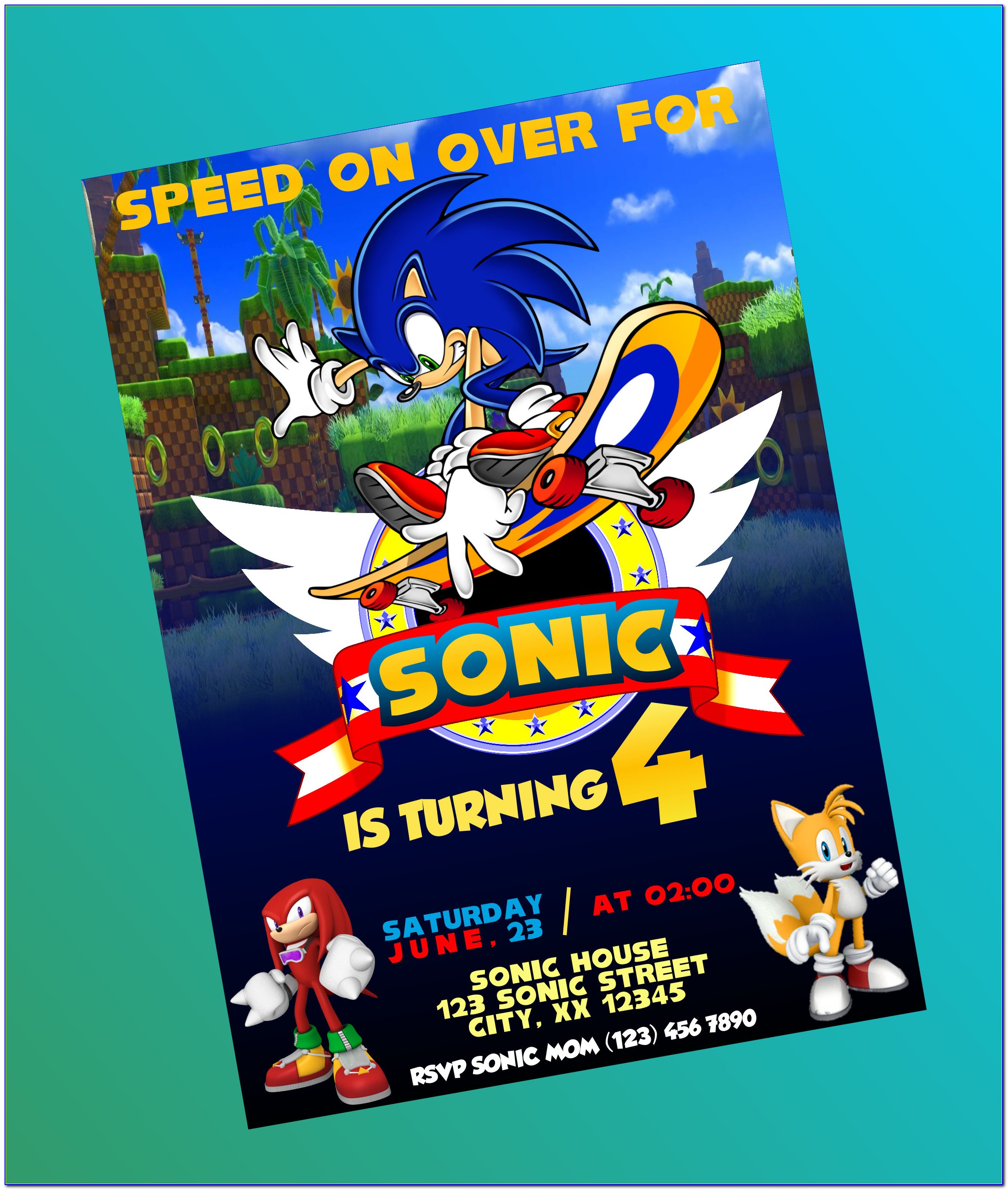 Sonic Boom Birthday Invitations