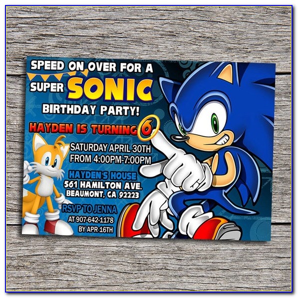 Sonic The Hedgehog Birthday Invitations