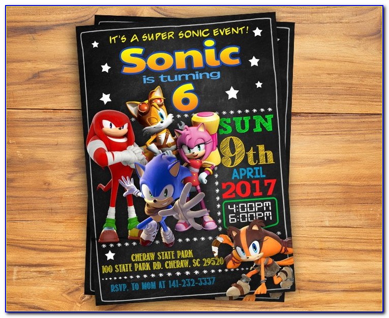Sonic The Hedgehog Invitations