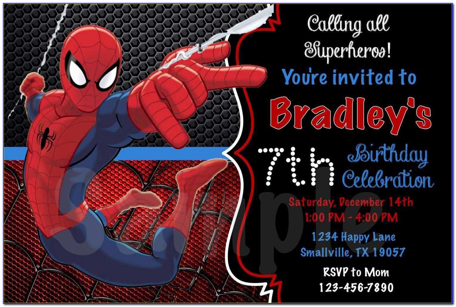 Spiderman Birthday Party Invitations Free