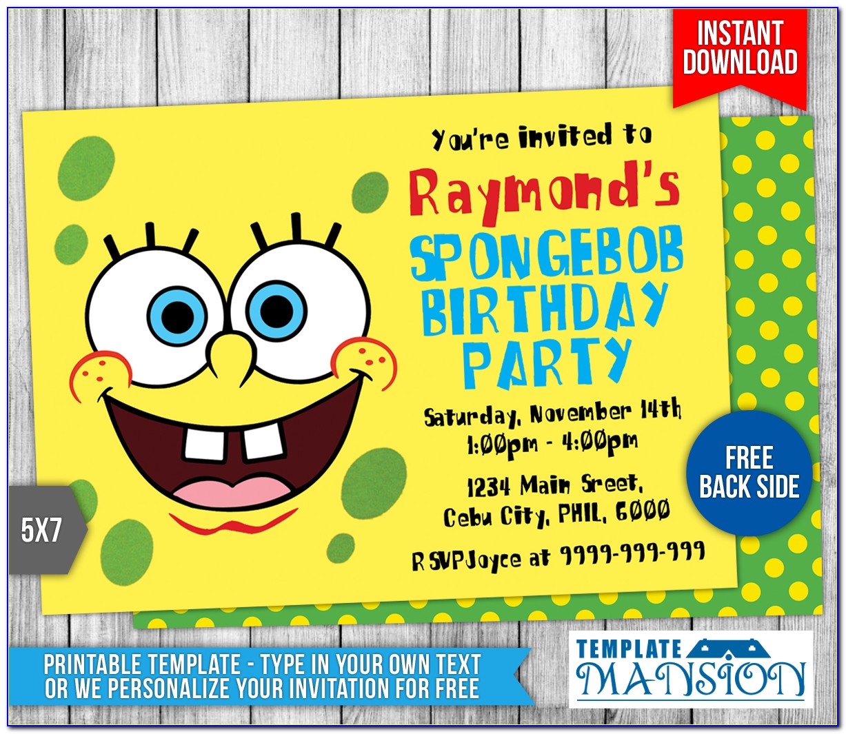 Spongebob Birthday Invitations Free Download