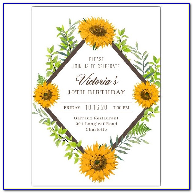 Sunflower 21st Birthday Invitations