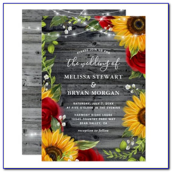 Sunflower Rose Wedding Invitations