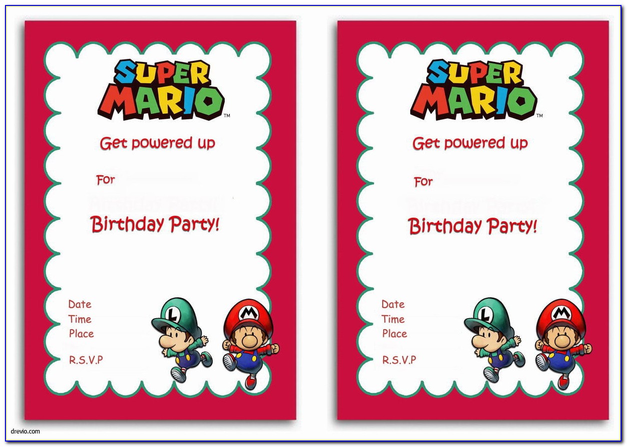 Super Mario Birthday Invitations Printable Free